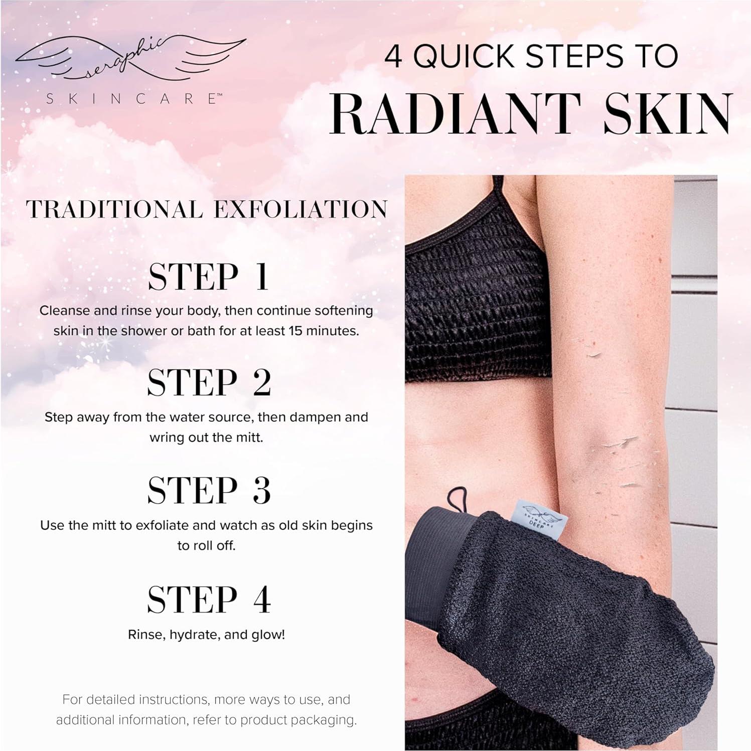 Guante Exfoliante Profundo Seraphic Skincare - Mitón de Fibra Viscosa para Piel Sensible