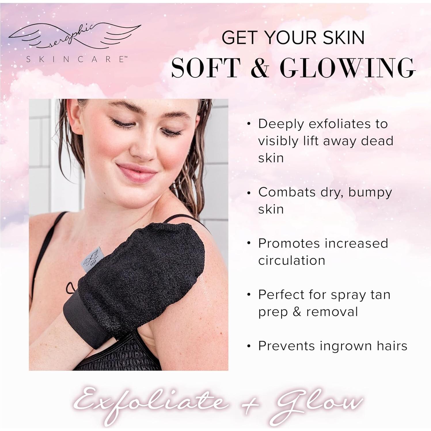 Guante Exfoliante Profundo Seraphic Skincare - Mitón de Fibra Viscosa para Piel Sensible