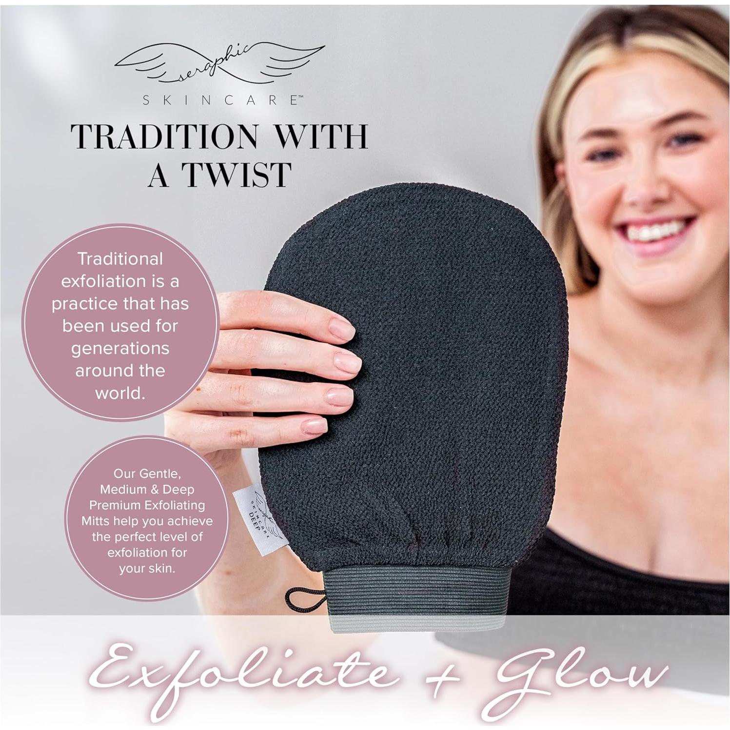 Guante Exfoliante Profundo Seraphic Skincare - Mitón de Fibra Viscosa para Piel Sensible
