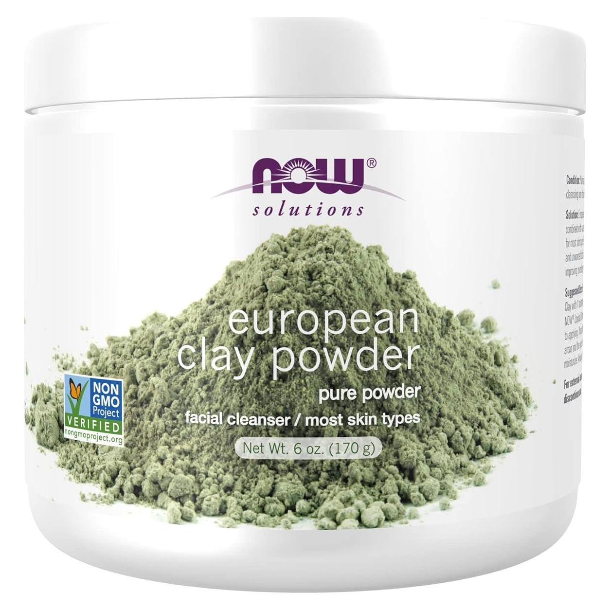 NOW Foods Polvo de Arcilla Europea 170g - Limpiador Facial Detox