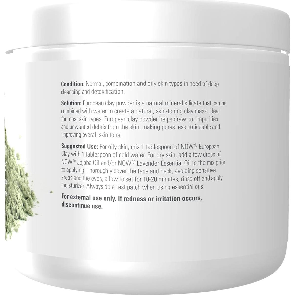 NOW Foods Polvo de Arcilla Europea 170g - Limpiador Facial Detox