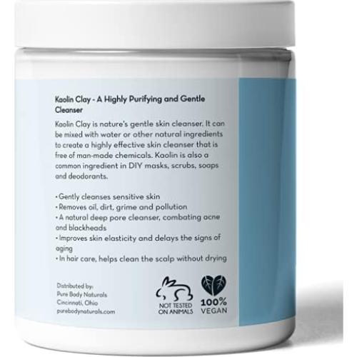Polvo de Arcilla Kaolin Pure Body Naturals 100 g - Piel Seca y Sensible