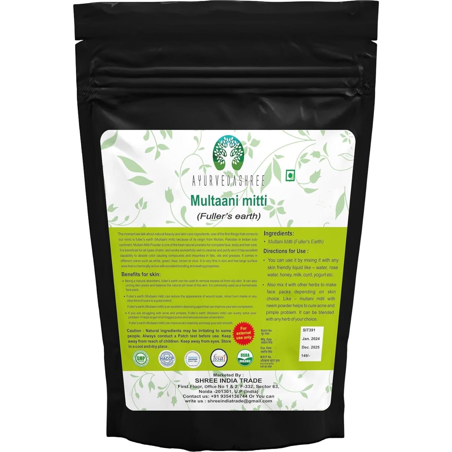 Tierra de Fuller AYURVEDASHREE 100g - Arcilla Bentonita Natural