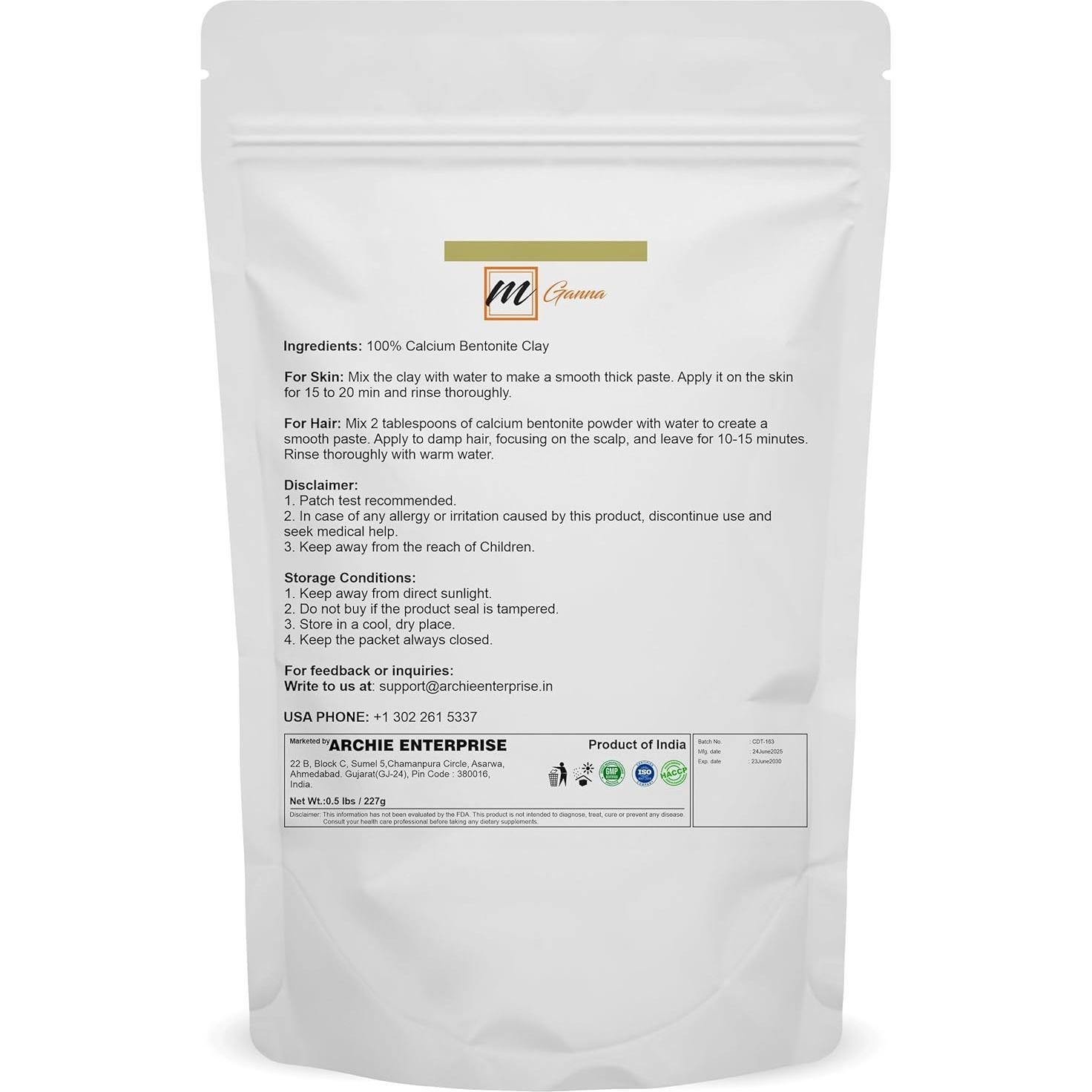 Arcilla Bentonita Natural en Polvo 227g para Mascarillas y Jabones