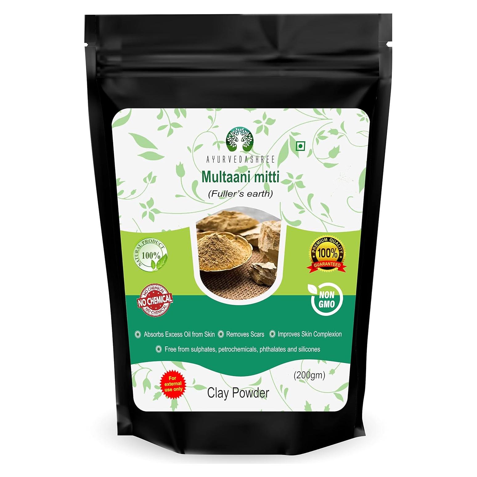 Polvo de Arcilla Bentonita AYURVEDASHREE 200g - Exfoliante Facial Natural