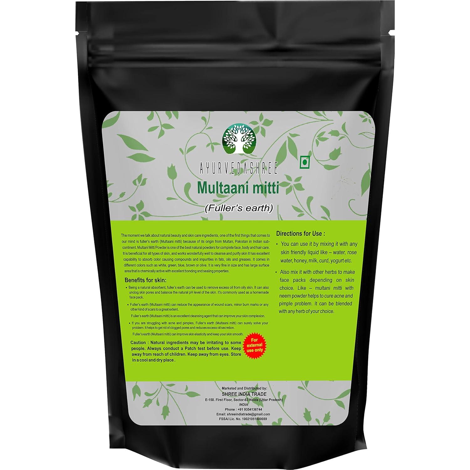 Polvo de Arcilla Bentonita AYURVEDASHREE 200g - Exfoliante Facial Natural