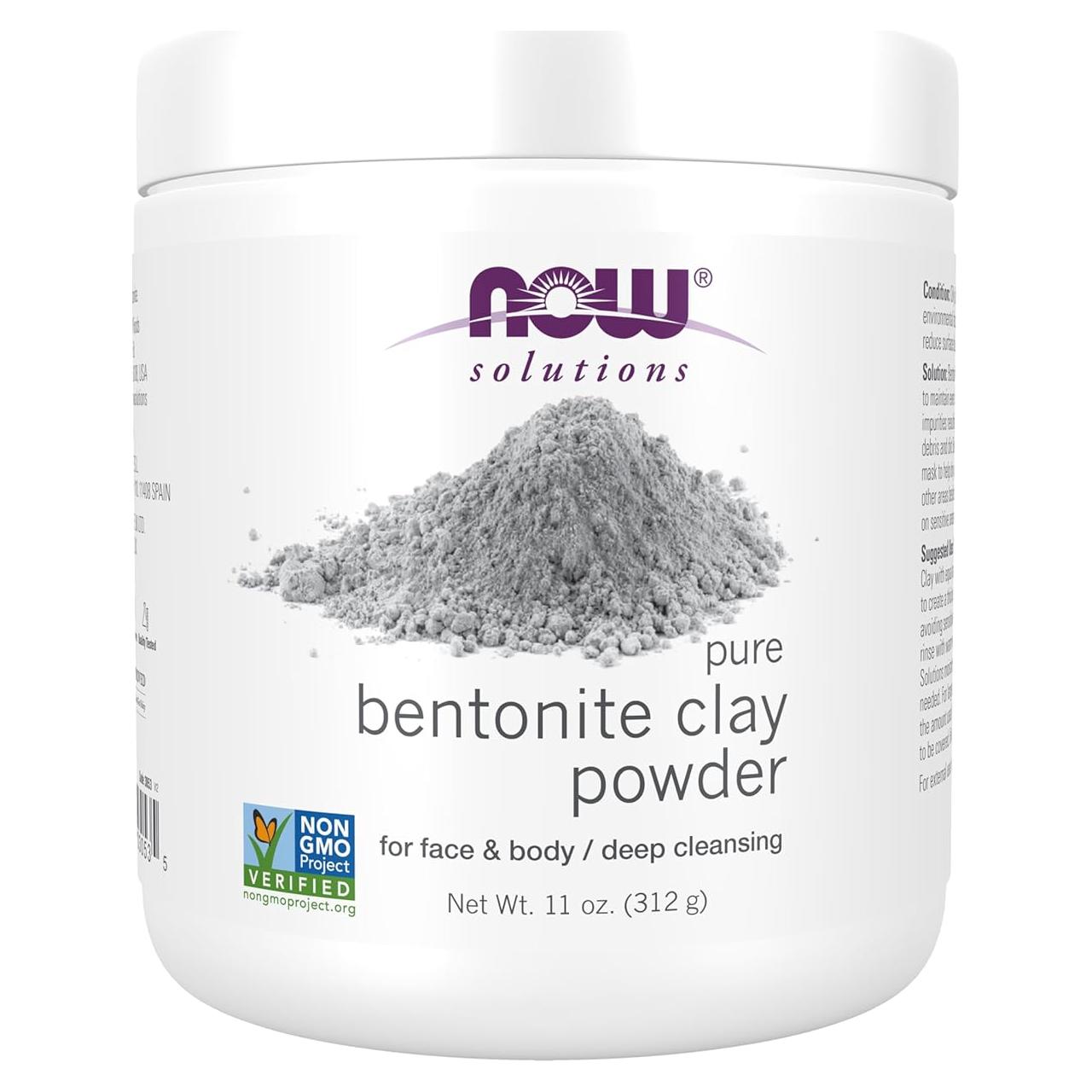 Polvo de Arcilla Bentonita NOW Foods 311g - Mascarilla Facial y Corporal