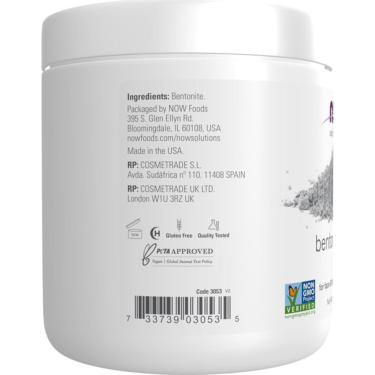 Polvo de Arcilla Bentonita NOW Foods 311g - Mascarilla Facial y Corporal