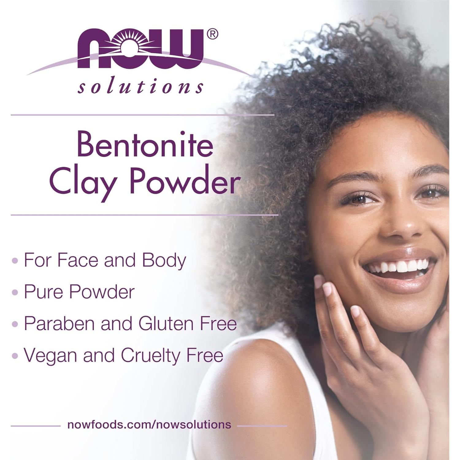 Polvo de Arcilla Bentonita NOW Foods 311g - Mascarilla Facial y Corporal