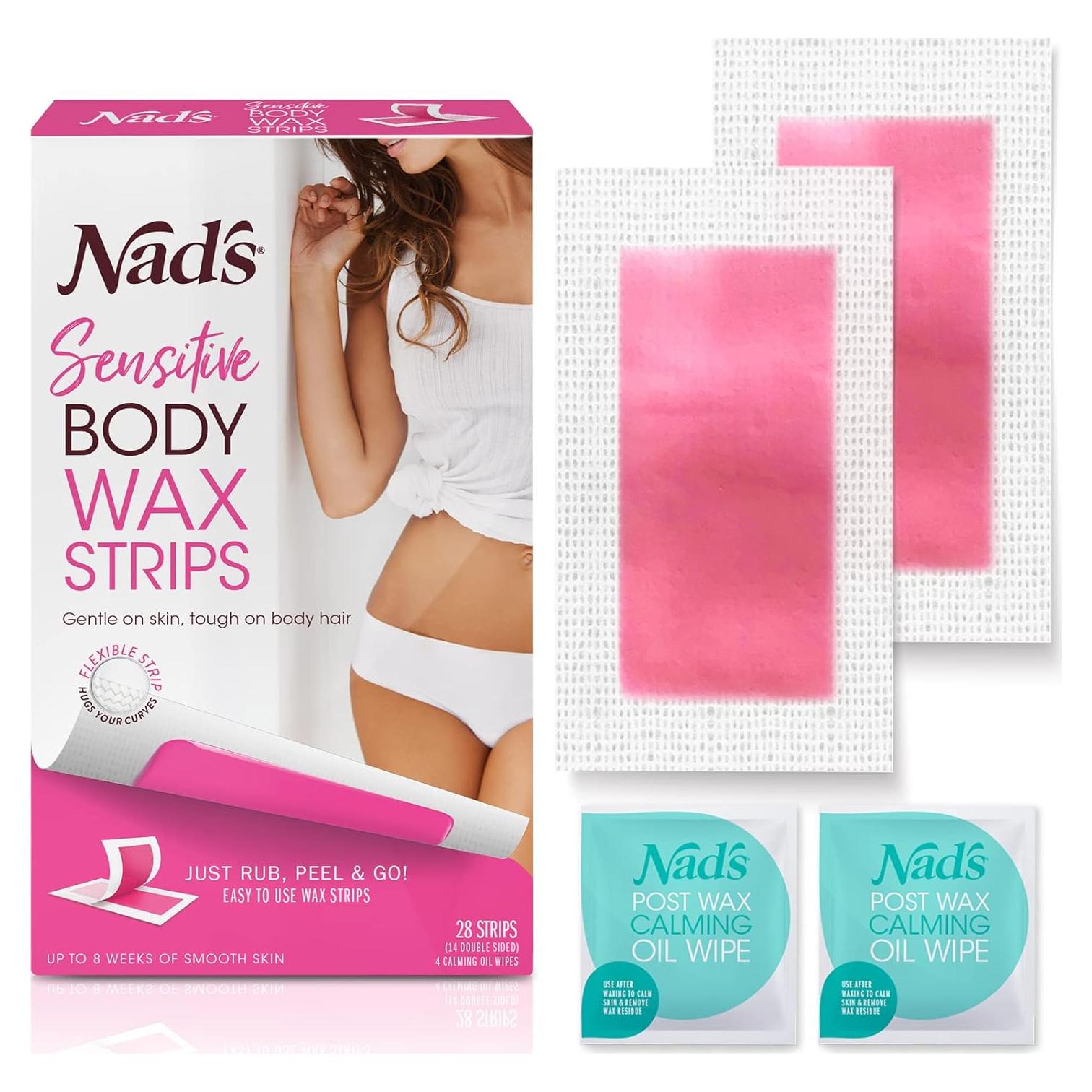 Cintas de Cera Nad's para Piel Sensible - 28 Cintas + 2 Toallitas