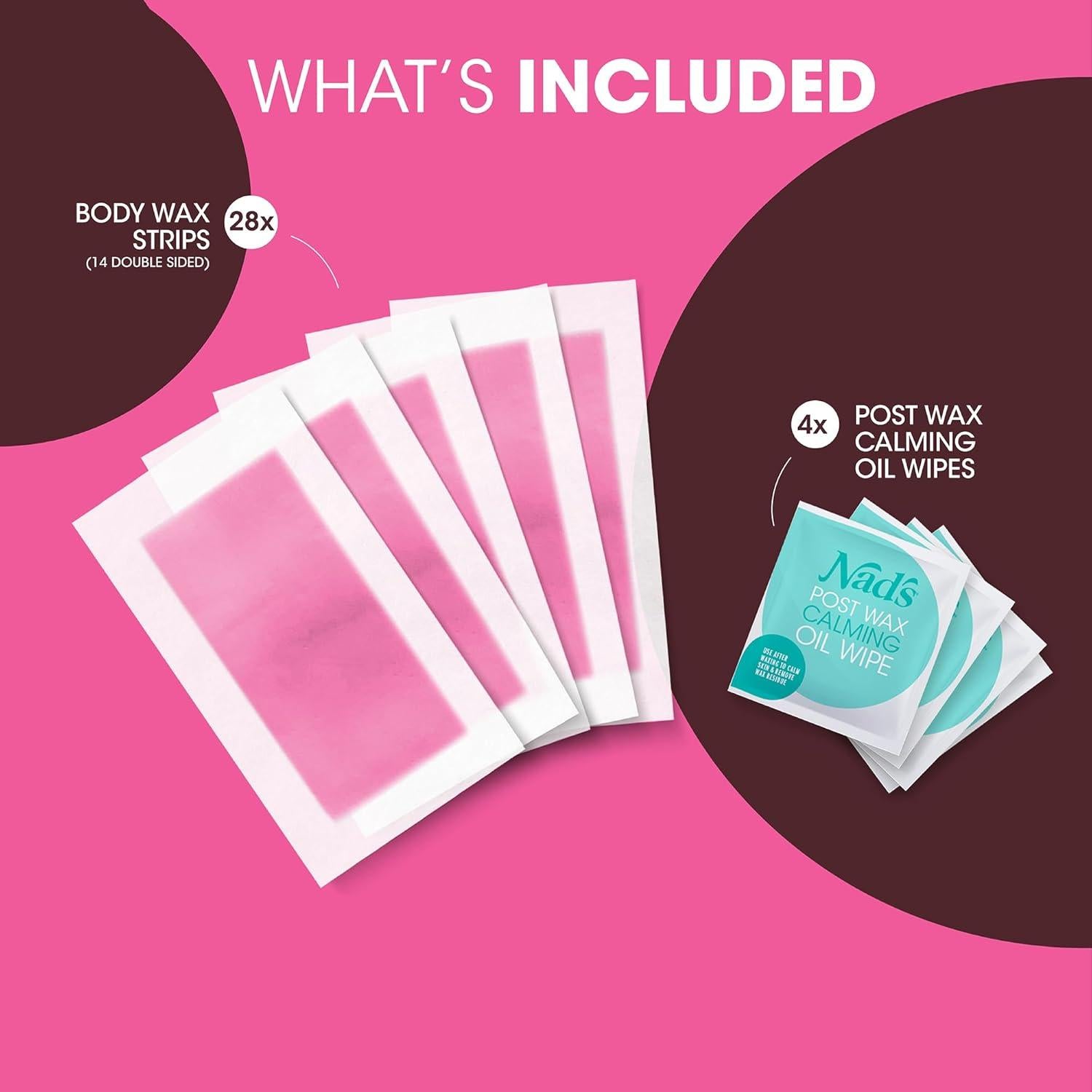 Cintas de Cera Nad's para Piel Sensible - 28 Cintas + 2 Toallitas