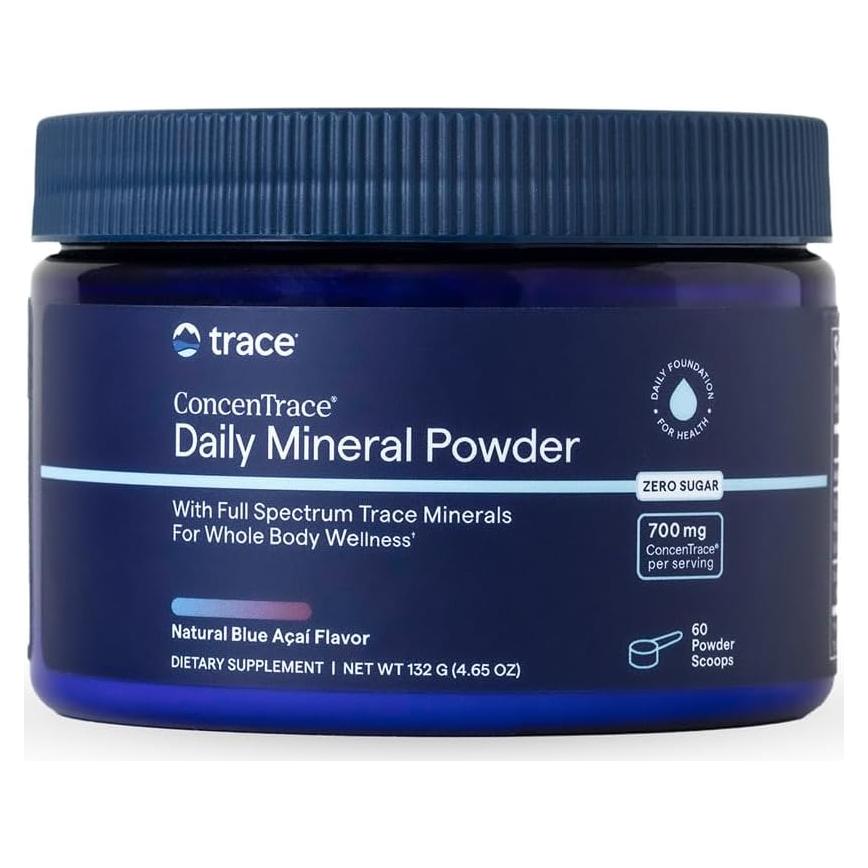 Trace Minerals ConcenTrace Polvo Mineral Diario 60 Porciones 700mg Acai Azul