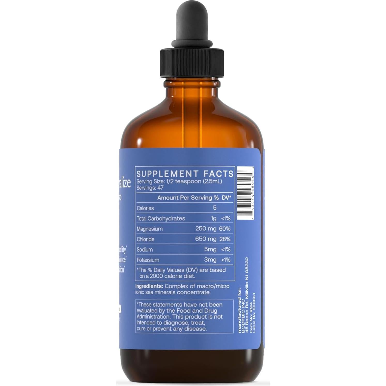 BodyBio ReMineralize - Suplemento de Minerales Iónicos 118 ml