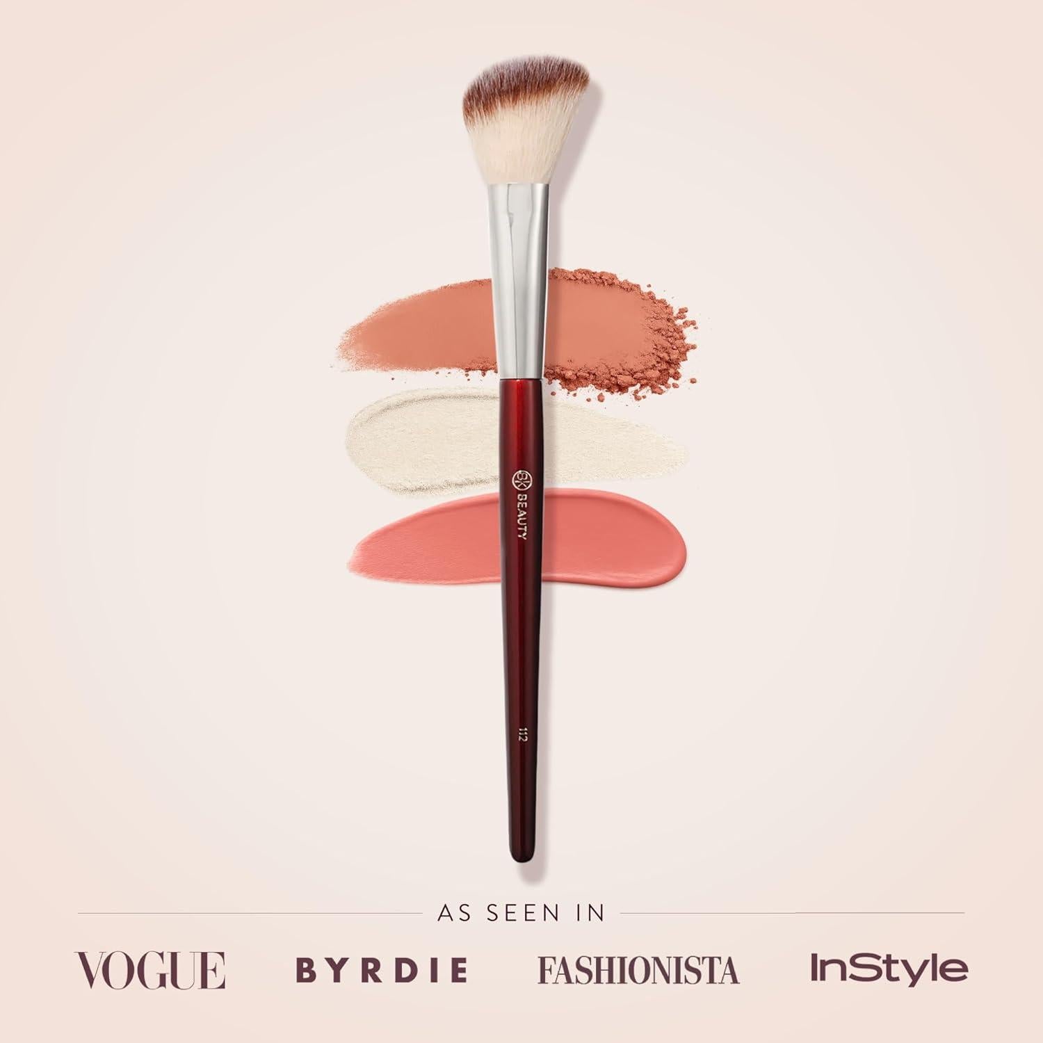 Brocha de Rubor Angulada Pequeña BK Beauty 112 - Cerdas Veganas