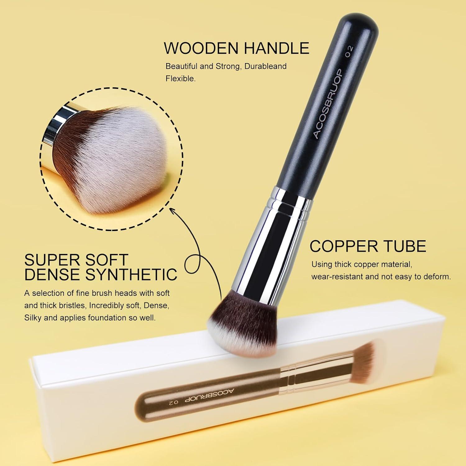 Brocha Kabuki Profesional ACOSBRUOP - Base Redonda Suave 17cm