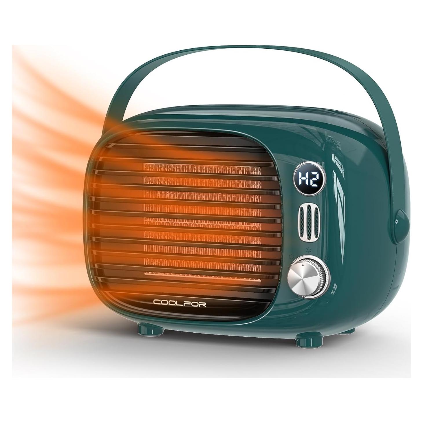 Calentador de Espacio Coolfor 800W Cerámico Ajustable Verde