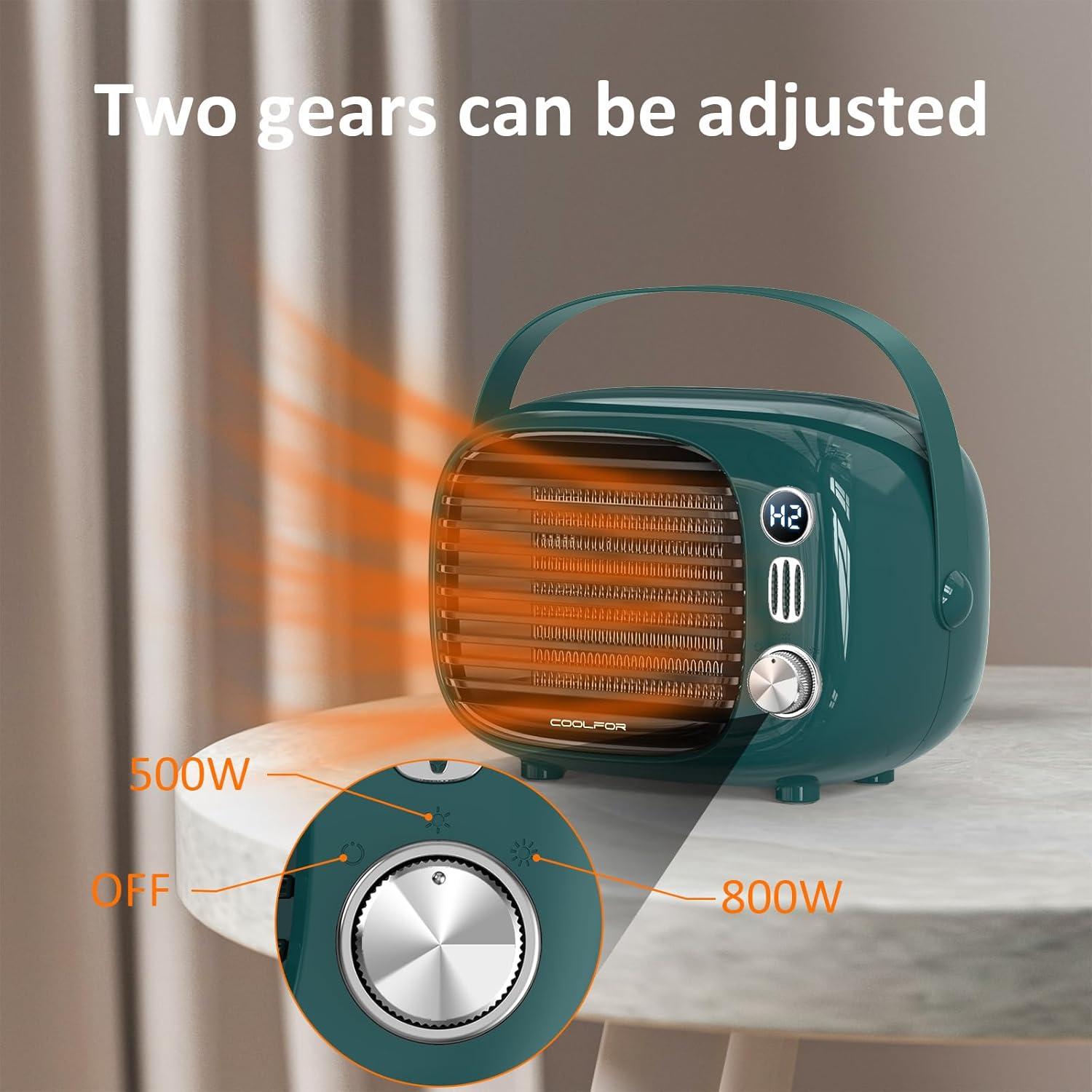 Calentador de Espacio Coolfor 800W Cerámico Ajustable Verde