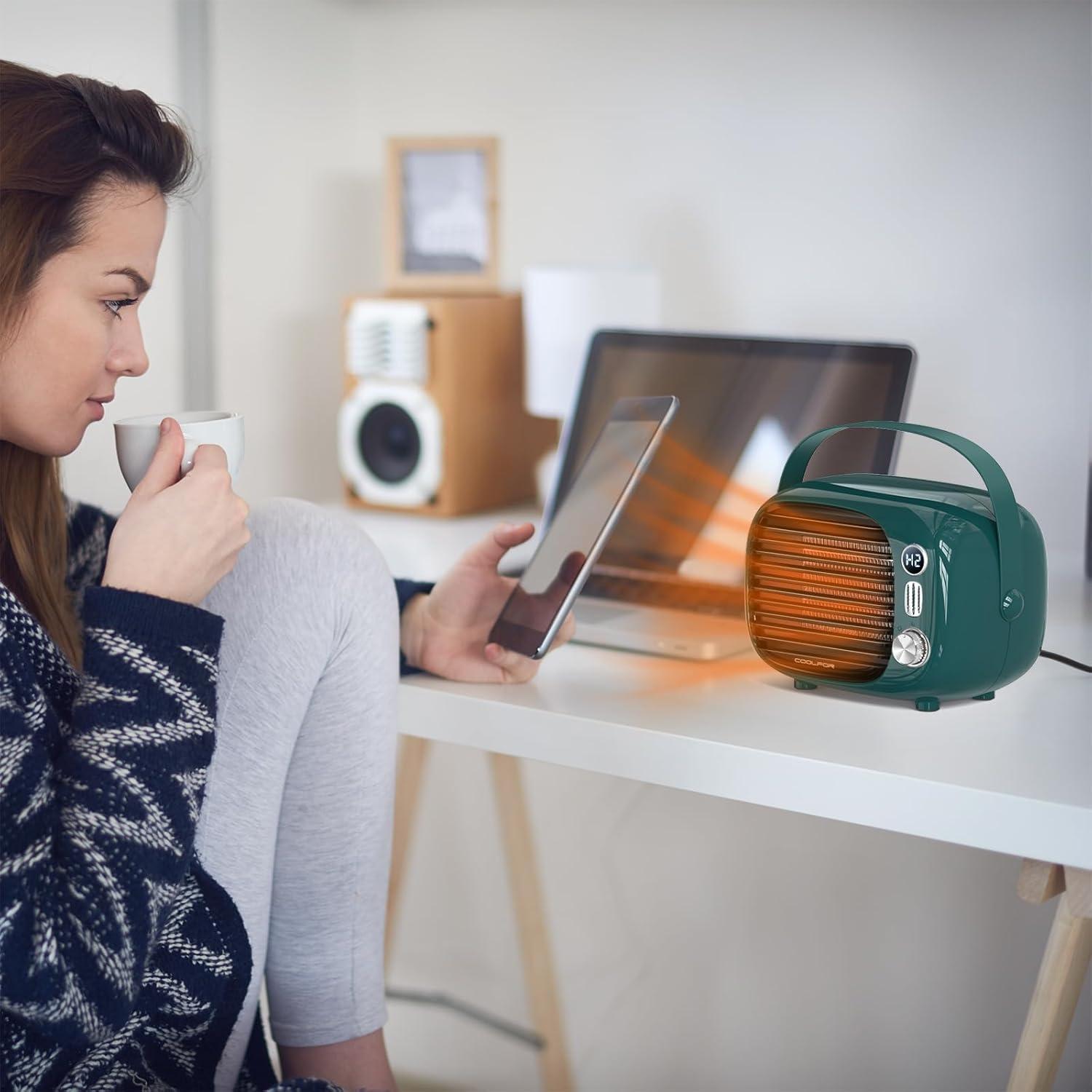 Calentador de Espacio Coolfor 800W Cerámico Ajustable Verde
