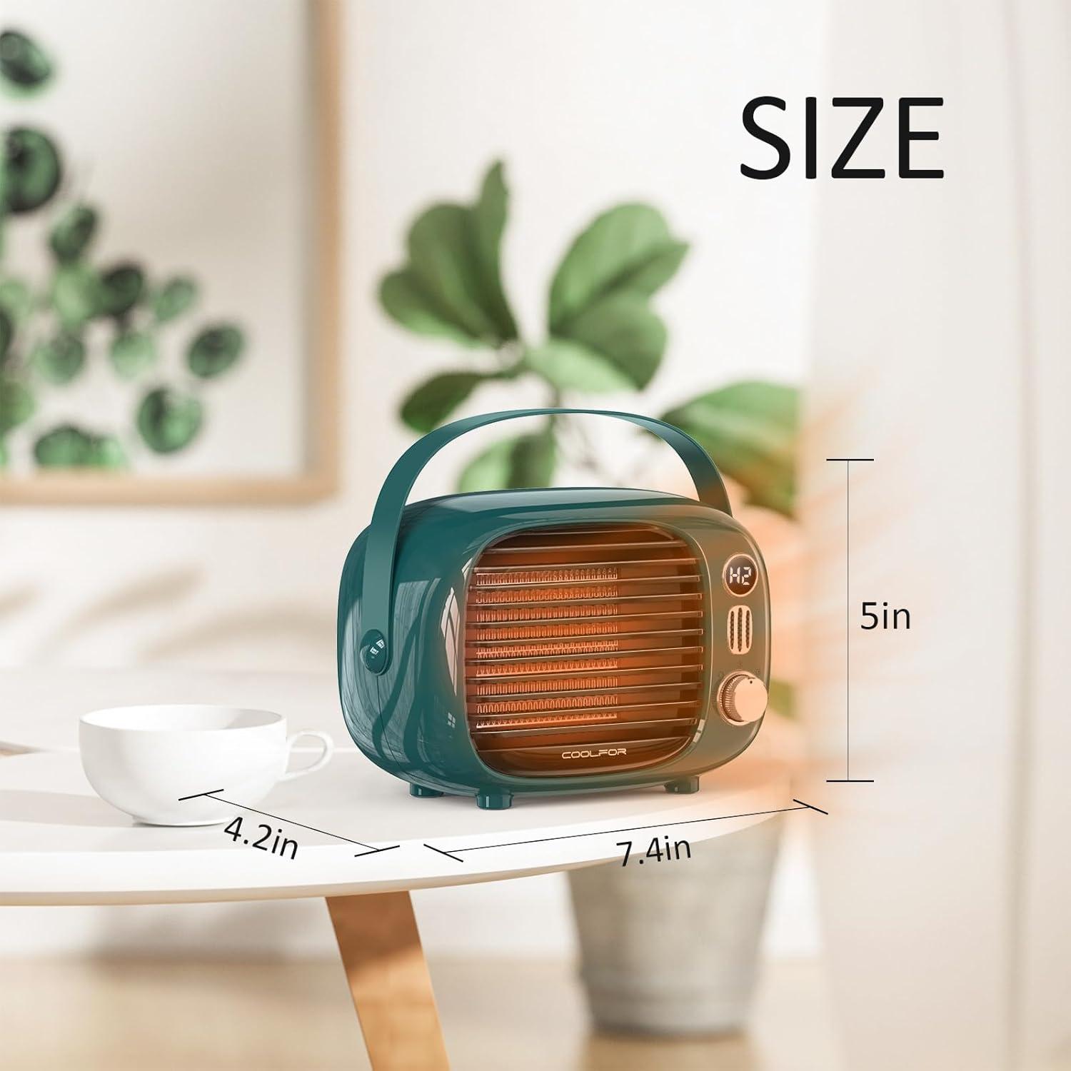 Calentador de Espacio Coolfor 800W Cerámico Ajustable Verde