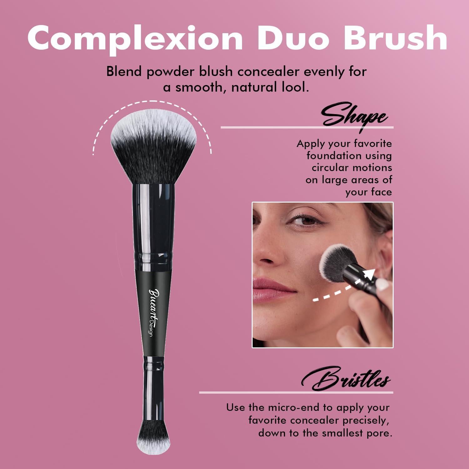 Conjunto de brochas de maquillaje Bueart Design Duo 2 en 1