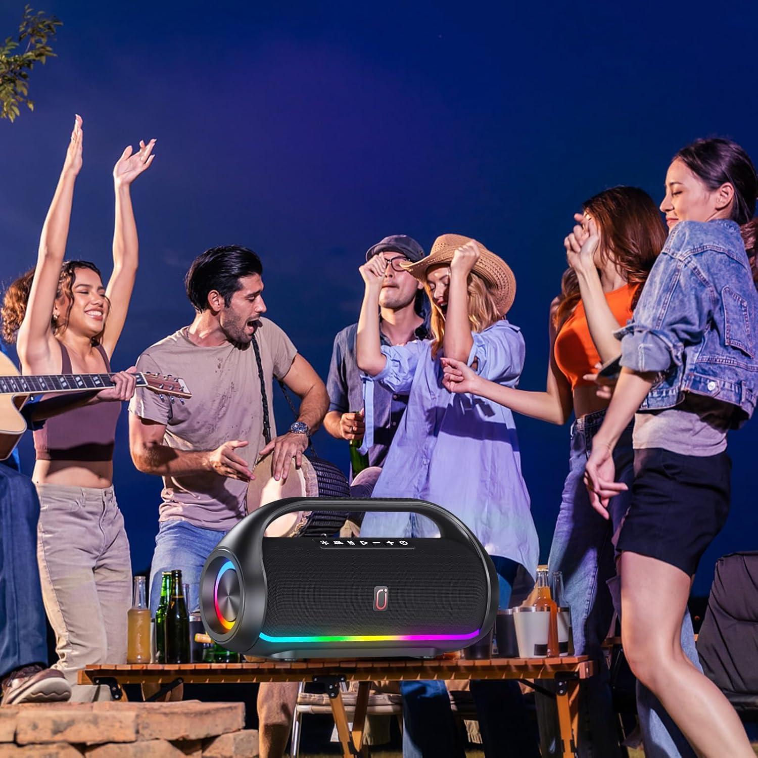 Altavoz Bluetooth HWWR D20 Portátil Impermeable 60W Graves LED