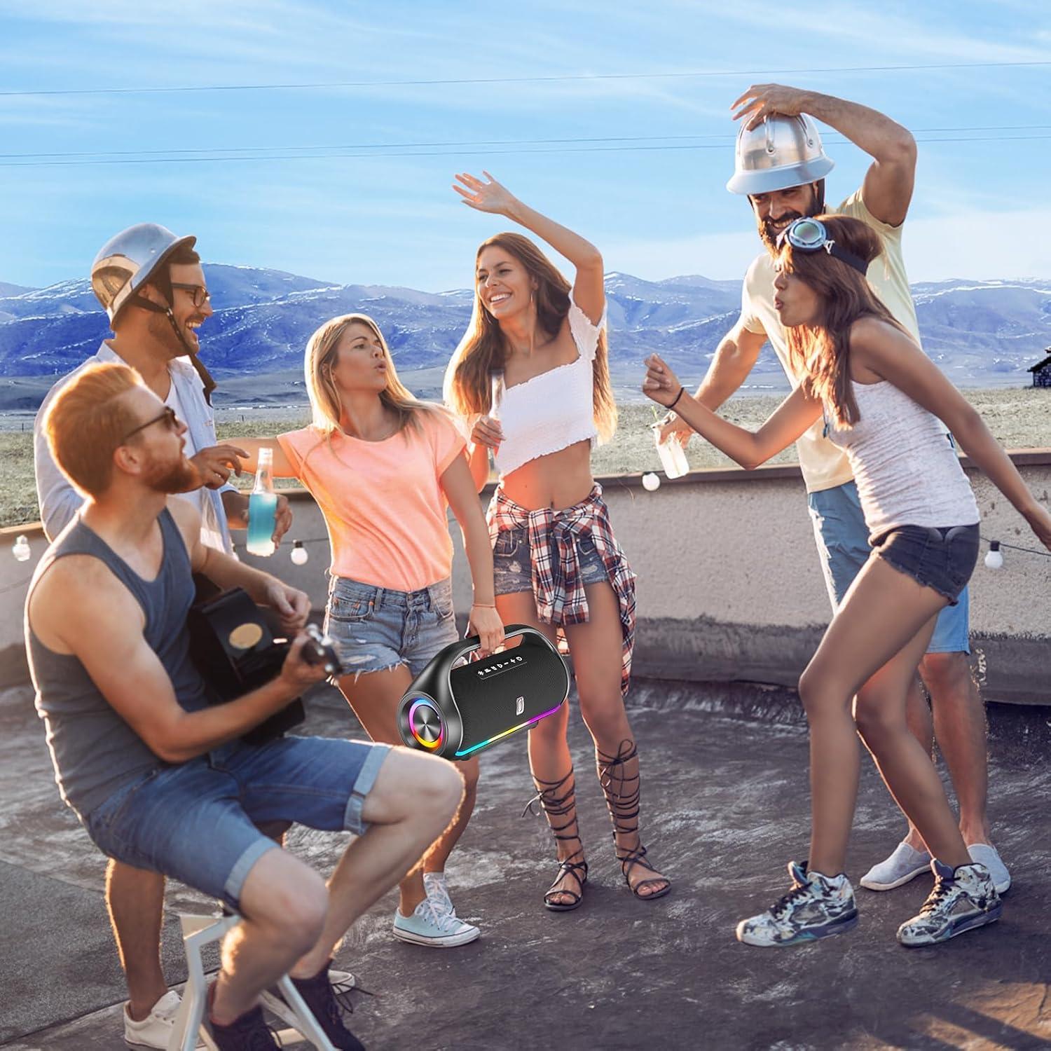 Altavoz Bluetooth HWWR D20 Portátil Impermeable 60W Graves LED