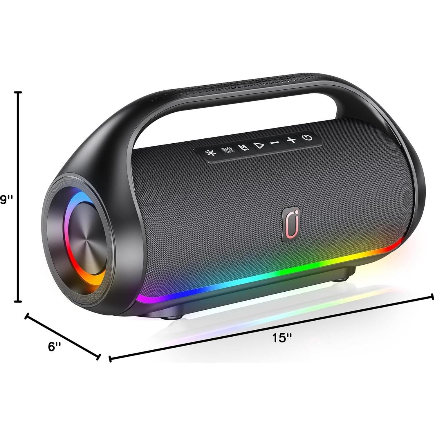 Altavoz Bluetooth HWWR D20 Portátil Impermeable 60W Graves LED