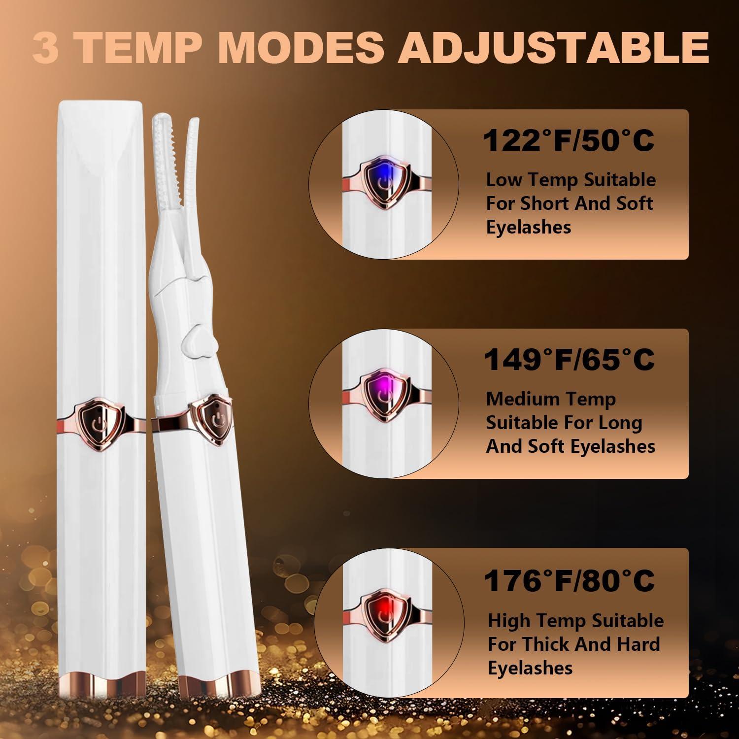 Rizador de Pestañas Calentado Acavado 3 Temperaturas USB Beige