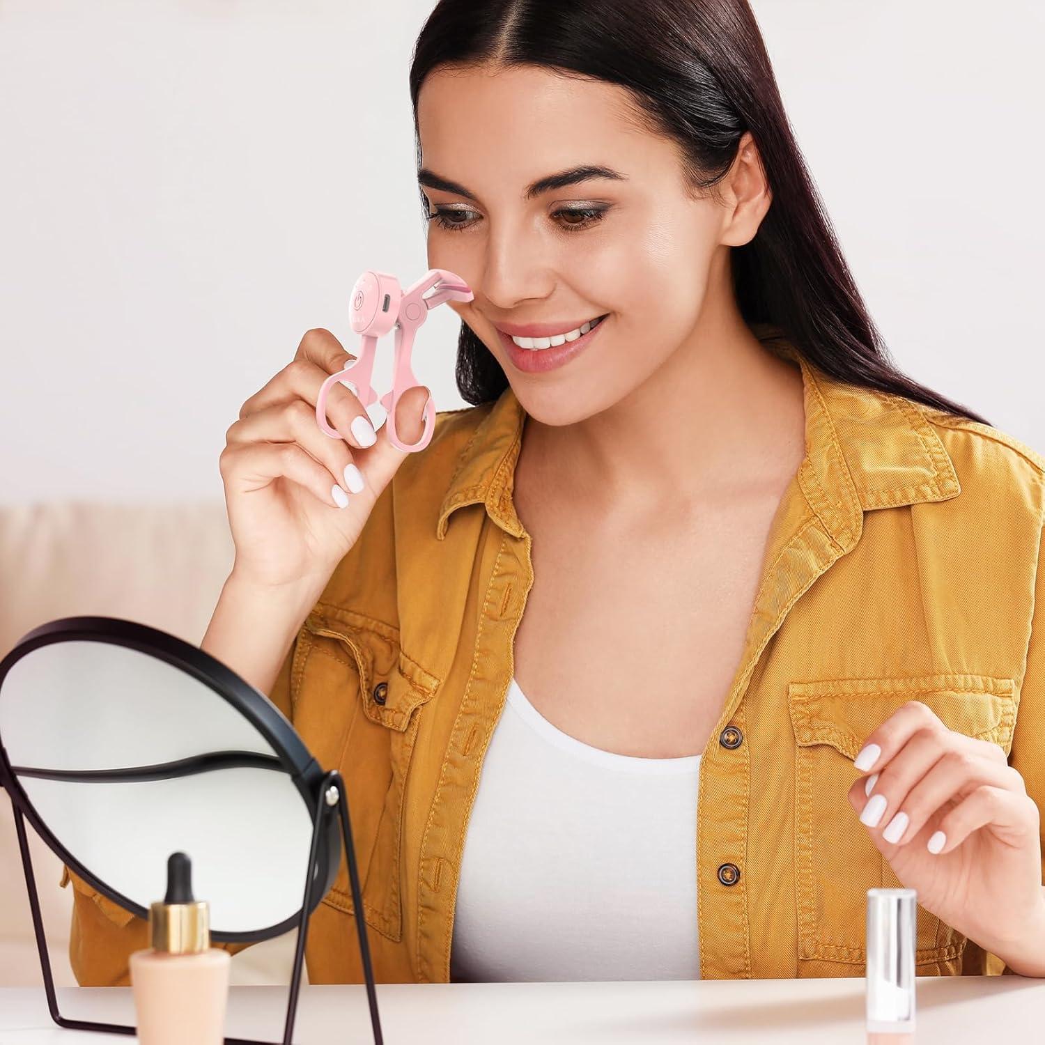 Rizadora de Pestañas Eléctrica ASILA Rosa, 3 Temperaturas, Carga Tipo-C