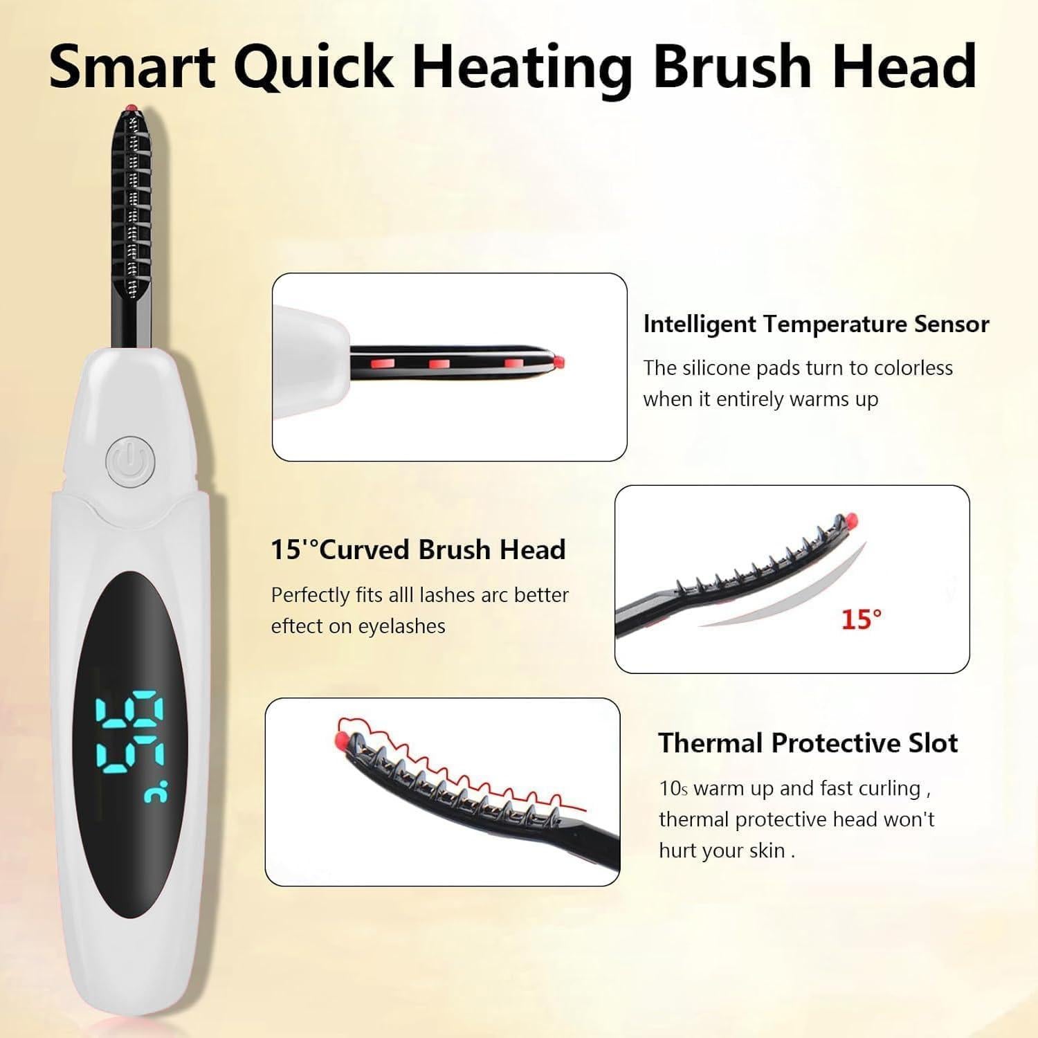 Rizador de Pestañas Eléctrico Acavado con Pantalla LED 3 Temperaturas