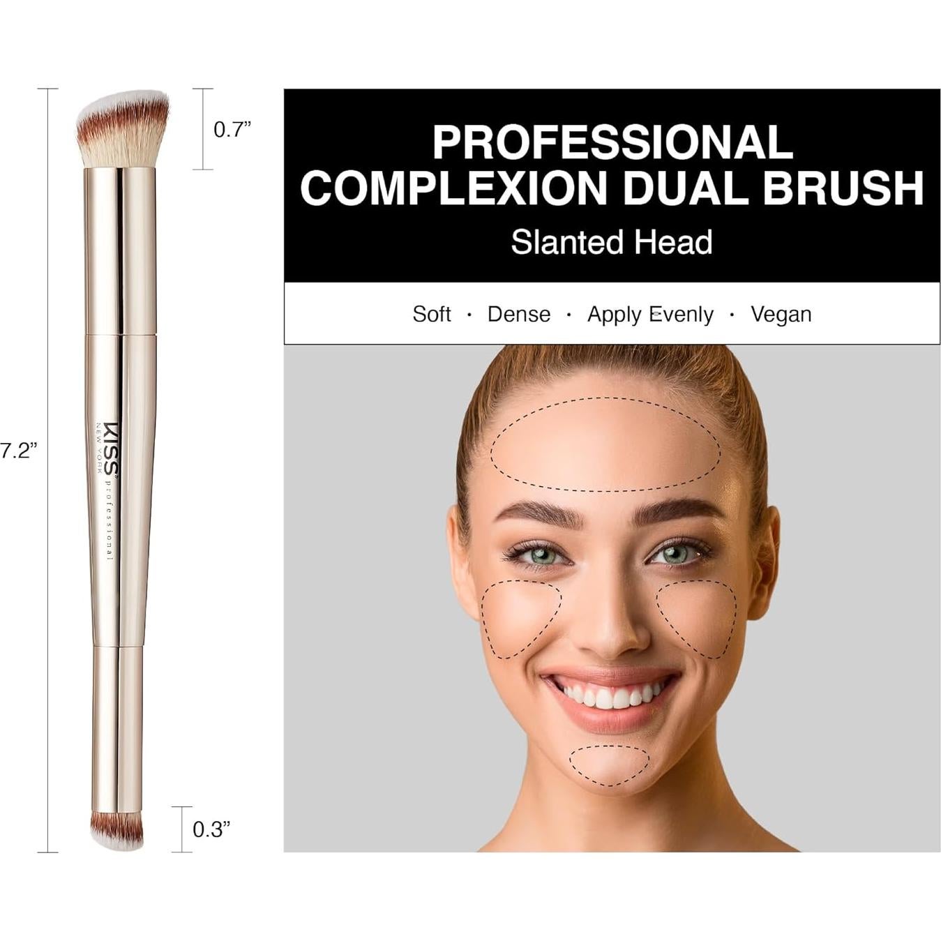 Brocha Profesional Doble Punta KISS NEW YORK para Maquillaje