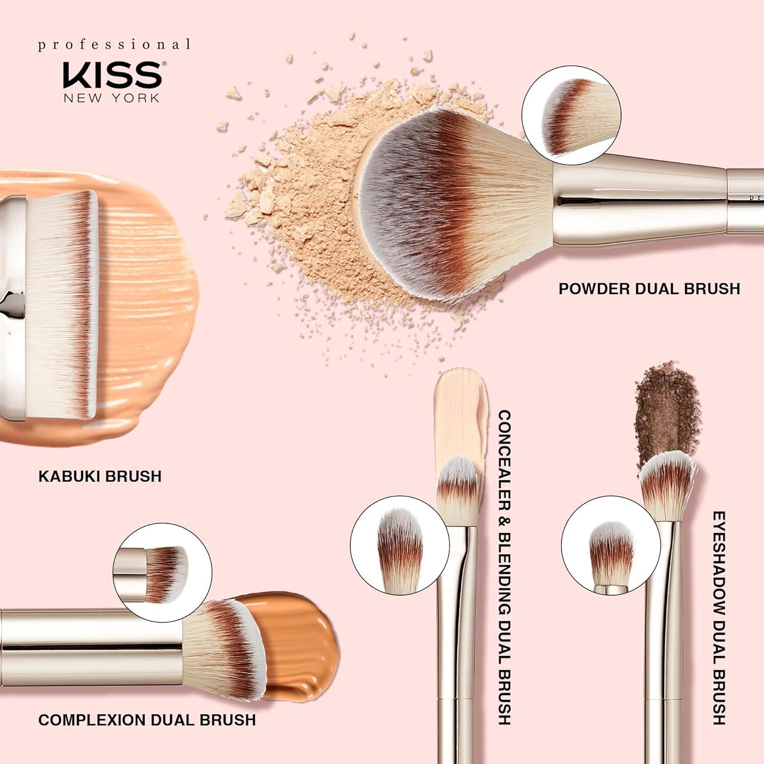 Brocha Profesional Doble Punta KISS NEW YORK para Maquillaje