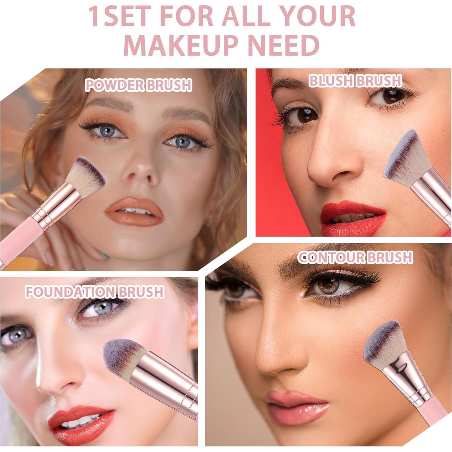 2 Piezas Brochas de Maquillaje Doble Cara MBAIYO - Contorno y Mezcla