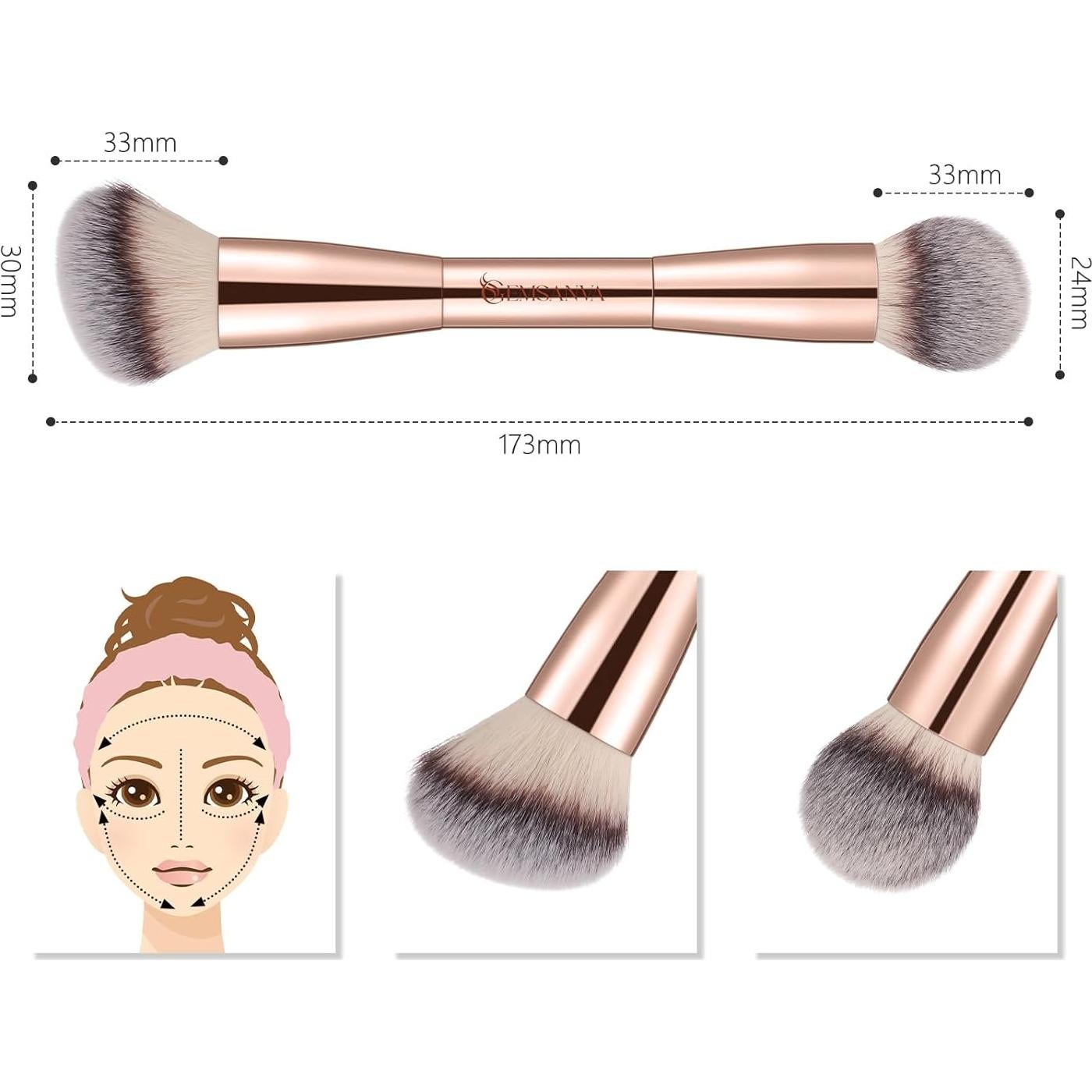 Brocha de Maquillaje GEMSANVA Doble Uso para Base y Corrector