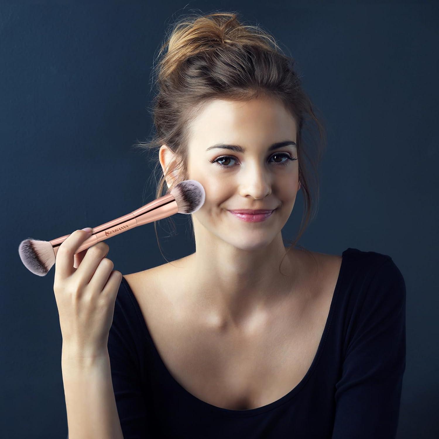 Brocha de Maquillaje GEMSANVA Doble Uso para Base y Corrector