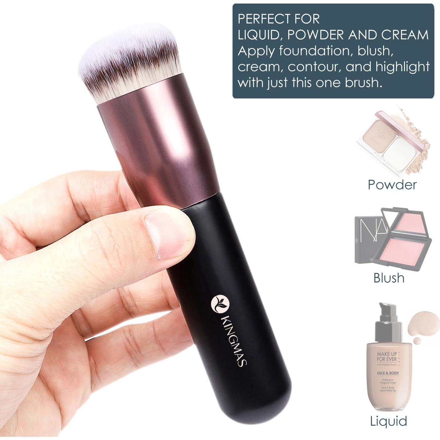 Brocha de Maquillaje Kabuki KINGMAS Punta Redonda Negra