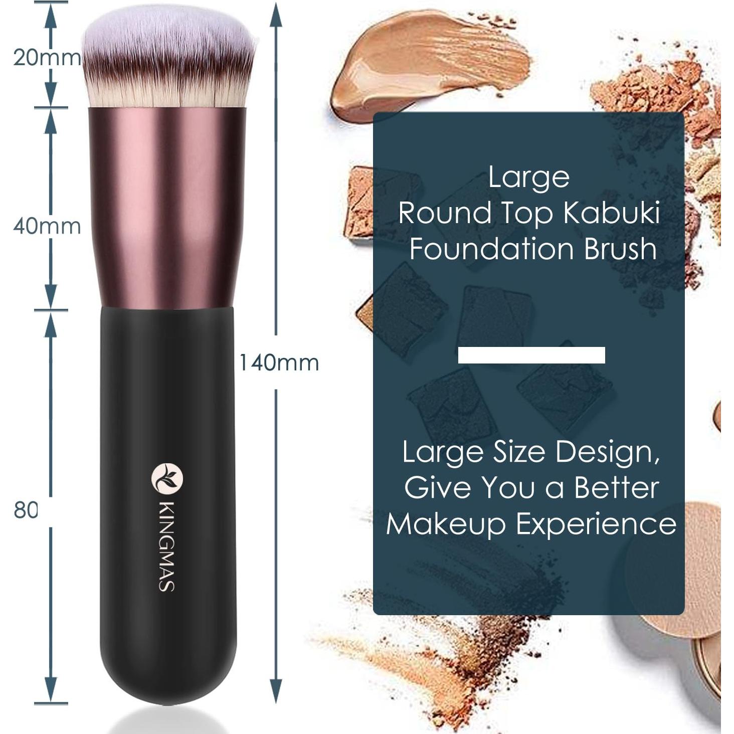 Brocha de Maquillaje Kabuki KINGMAS Punta Redonda Negra