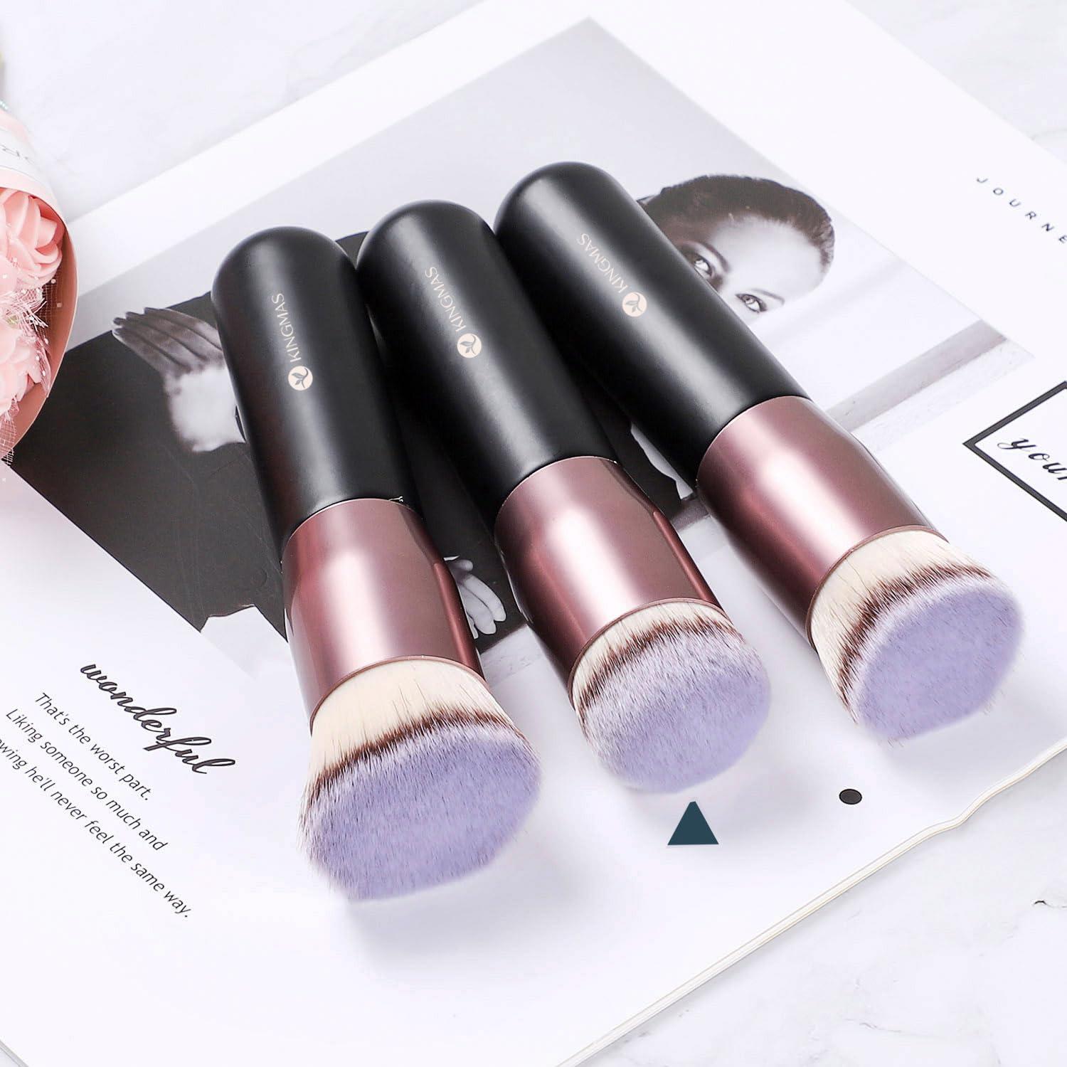 Brocha de Maquillaje Kabuki KINGMAS Punta Redonda Negra