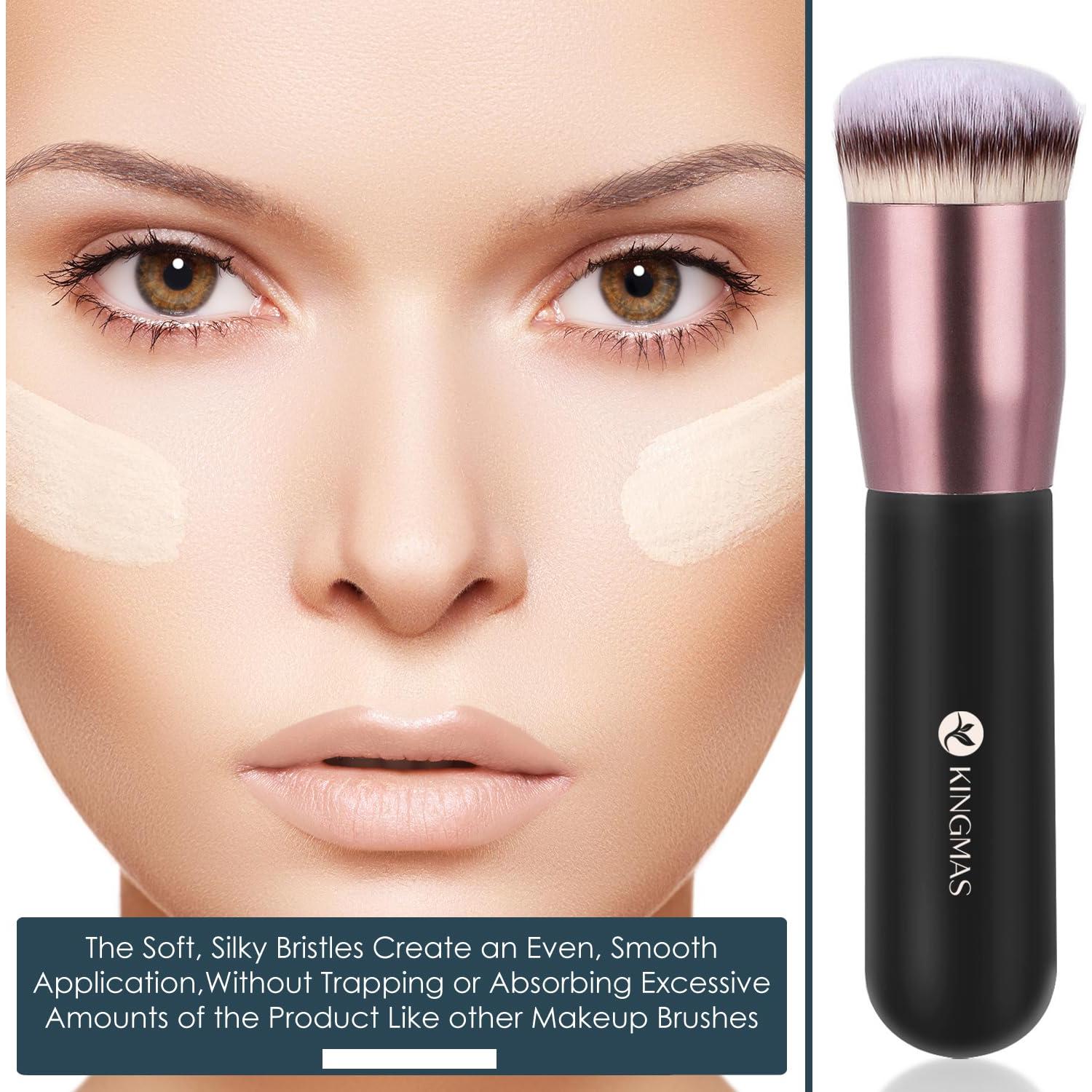 Brocha de Maquillaje Kabuki KINGMAS Punta Redonda Negra