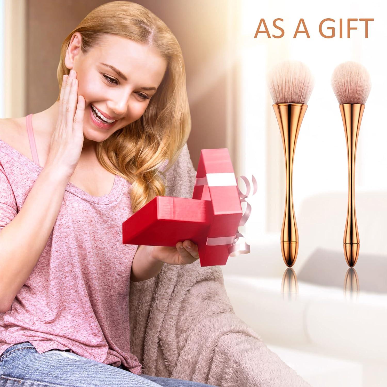 Pinceles de Maquillaje Boao 2 Pcs Oro Rosa - Polvo y Base