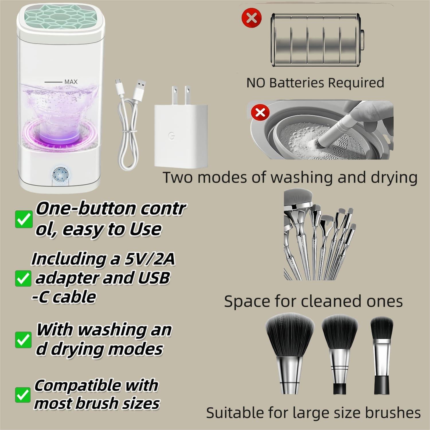 Limpiador Eléctrico de Brochas de Maquillaje Eichopmen - Secado Rápido