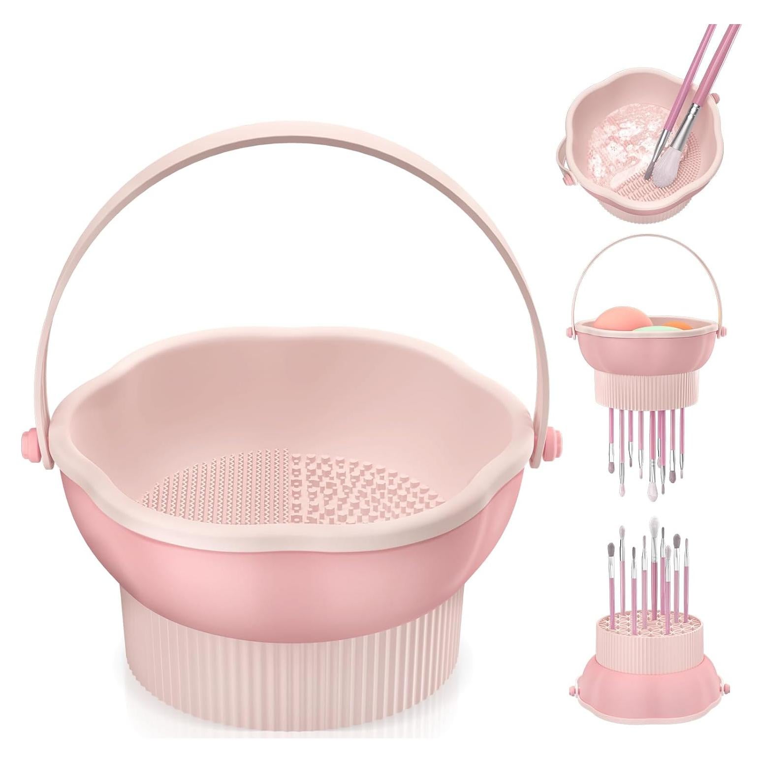 Alfombrilla Limpiadora de Brochas Senbowe 3 en 1 Rosa