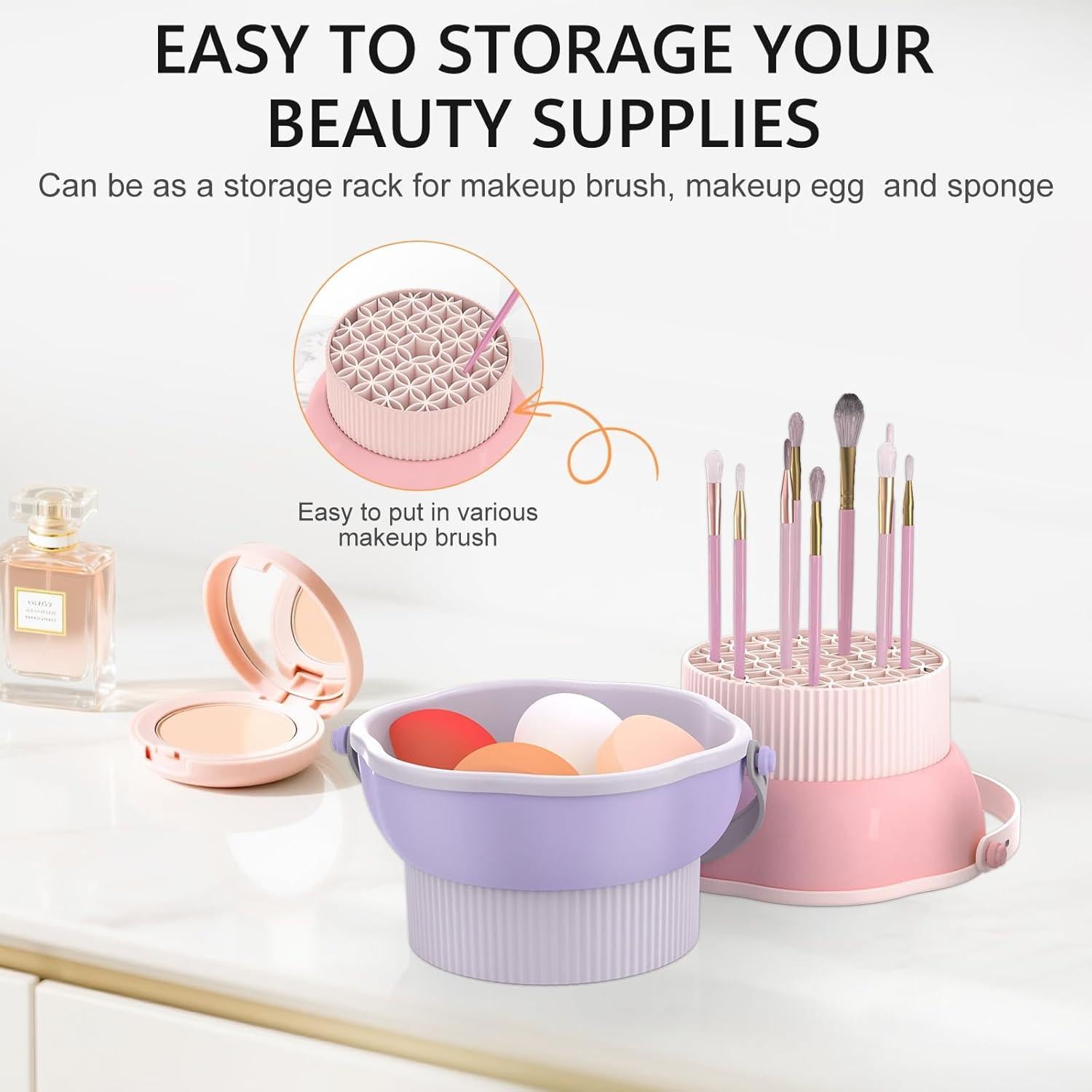 Alfombrilla Limpiadora de Brochas Senbowe 3 en 1 Rosa