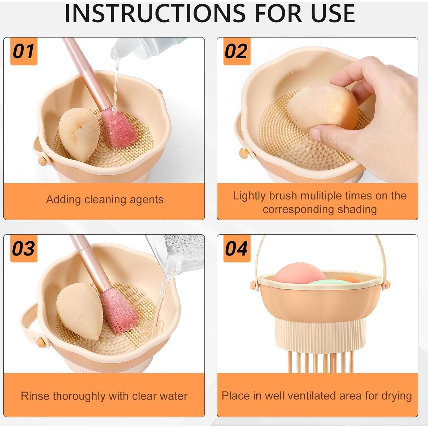 Alfombrilla Limpiadora de Brochas Senbowe 3 en 1 Rosa