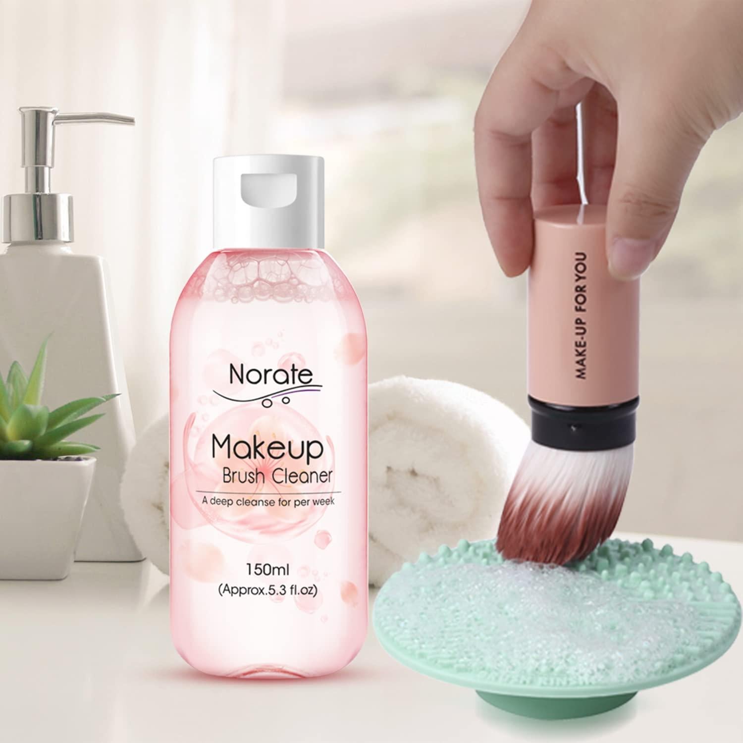 Limpiador de Brochas de Maquillaje Norate + Almohadilla 2 Piezas