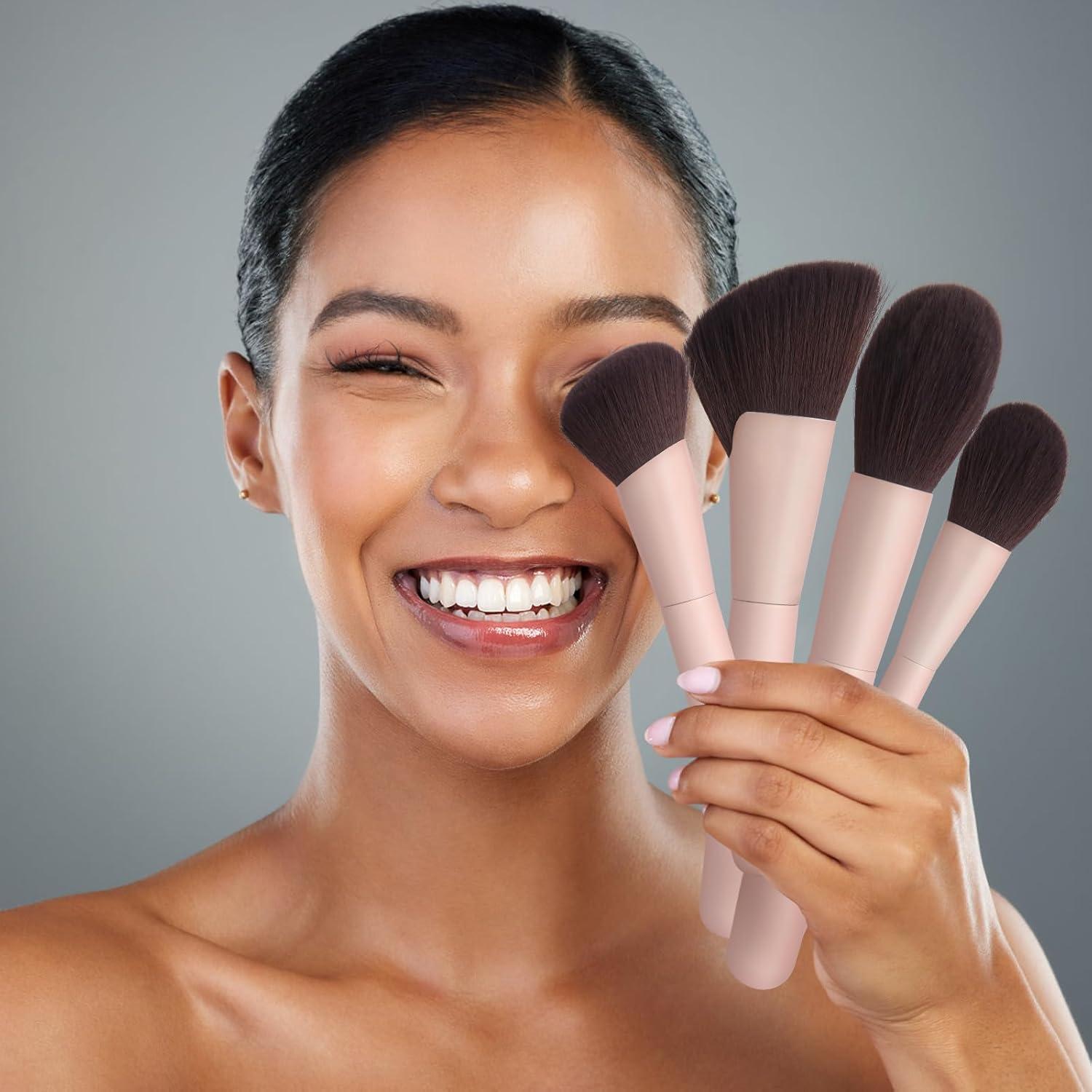 Juego de Brochas de Maquillaje 10 Piezas YutimeAura Rosa