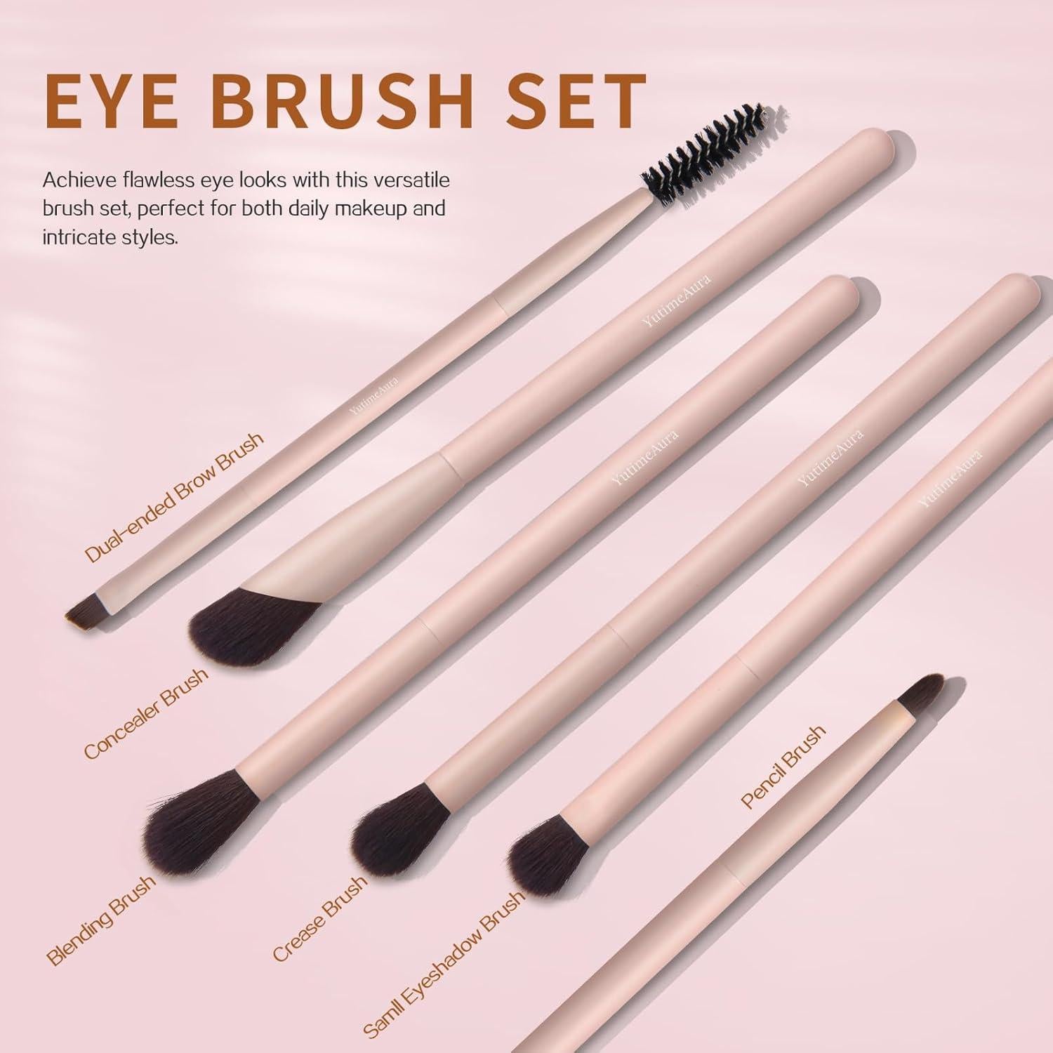Juego de Brochas de Maquillaje 10 Piezas YutimeAura Rosa
