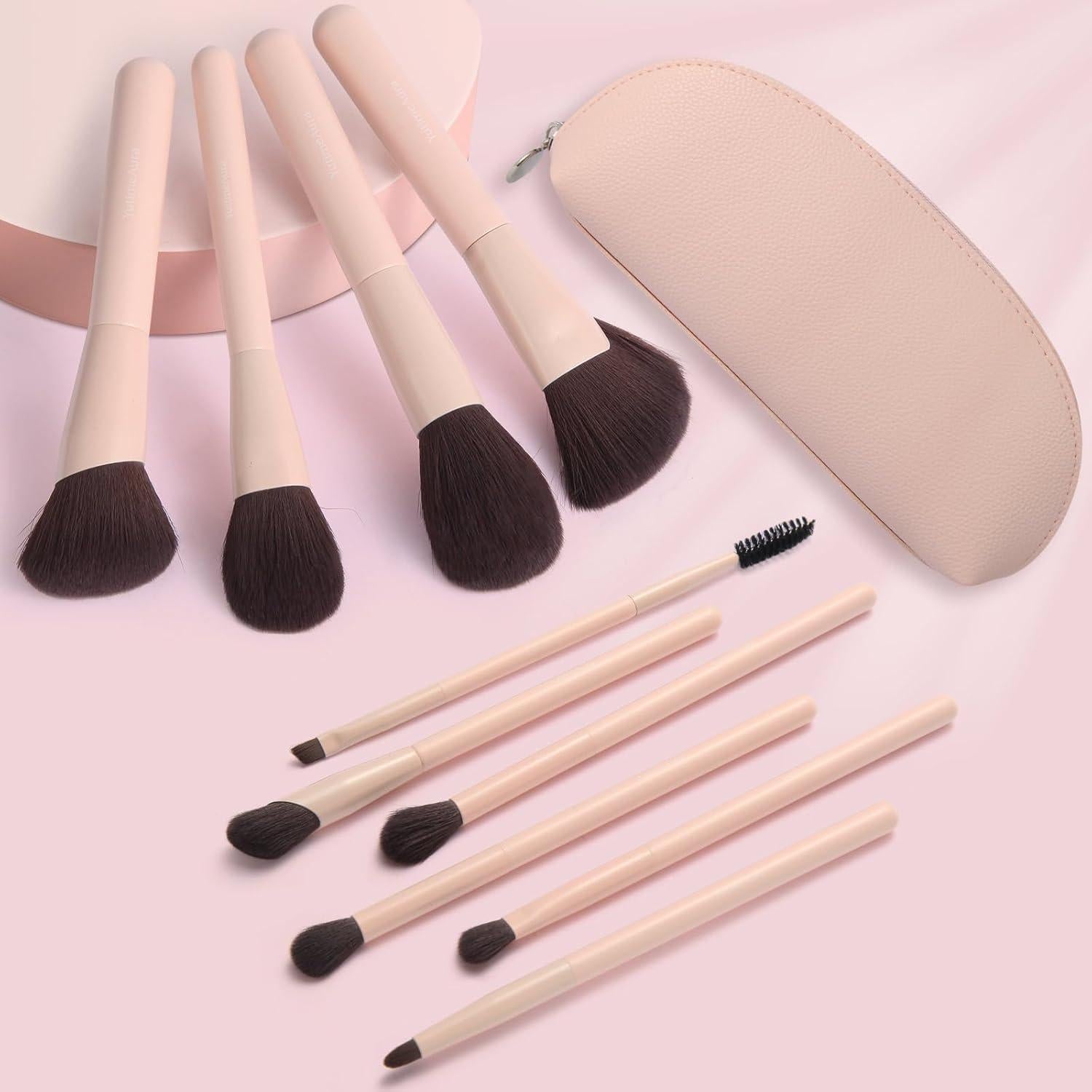 Juego de Brochas de Maquillaje 10 Piezas YutimeAura Rosa