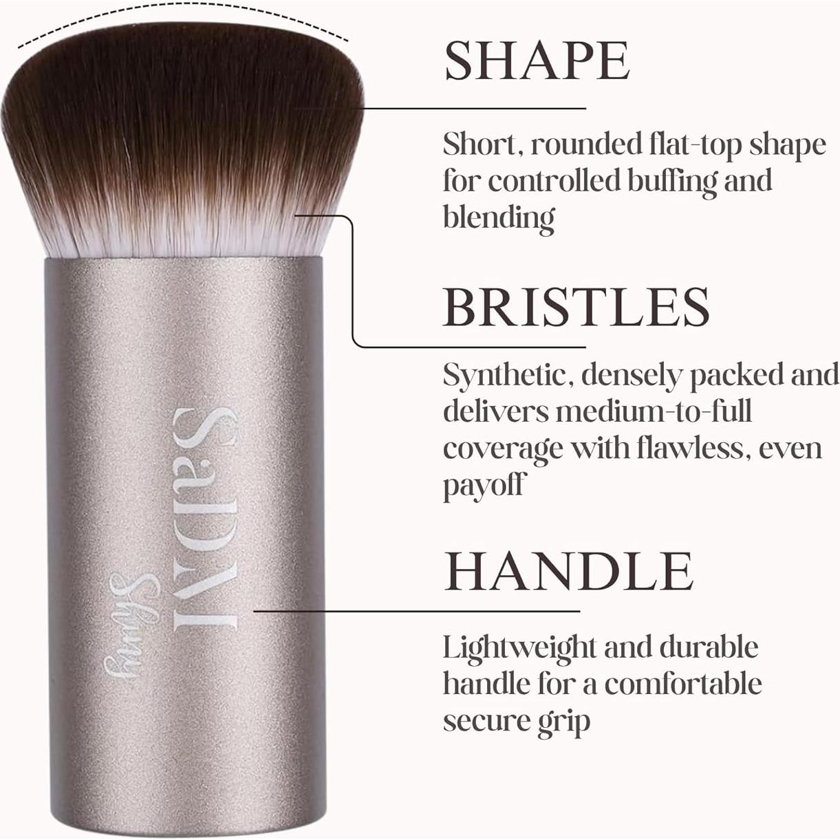 Brocha Kabuki Profesional SaDM Shiny - Difusora para Base y Polvo - Vegana