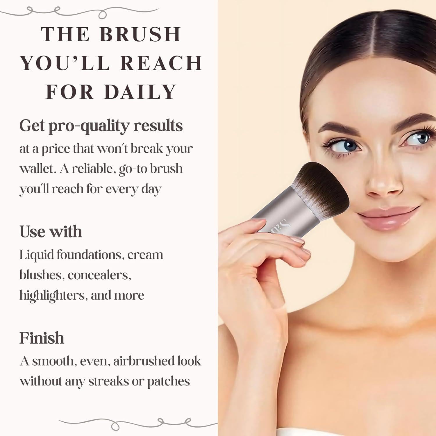 Brocha Kabuki Profesional SaDM Shiny - Difusora para Base y Polvo - Vegana